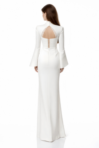 Ingvild White High Neck Backless Maxi Dress