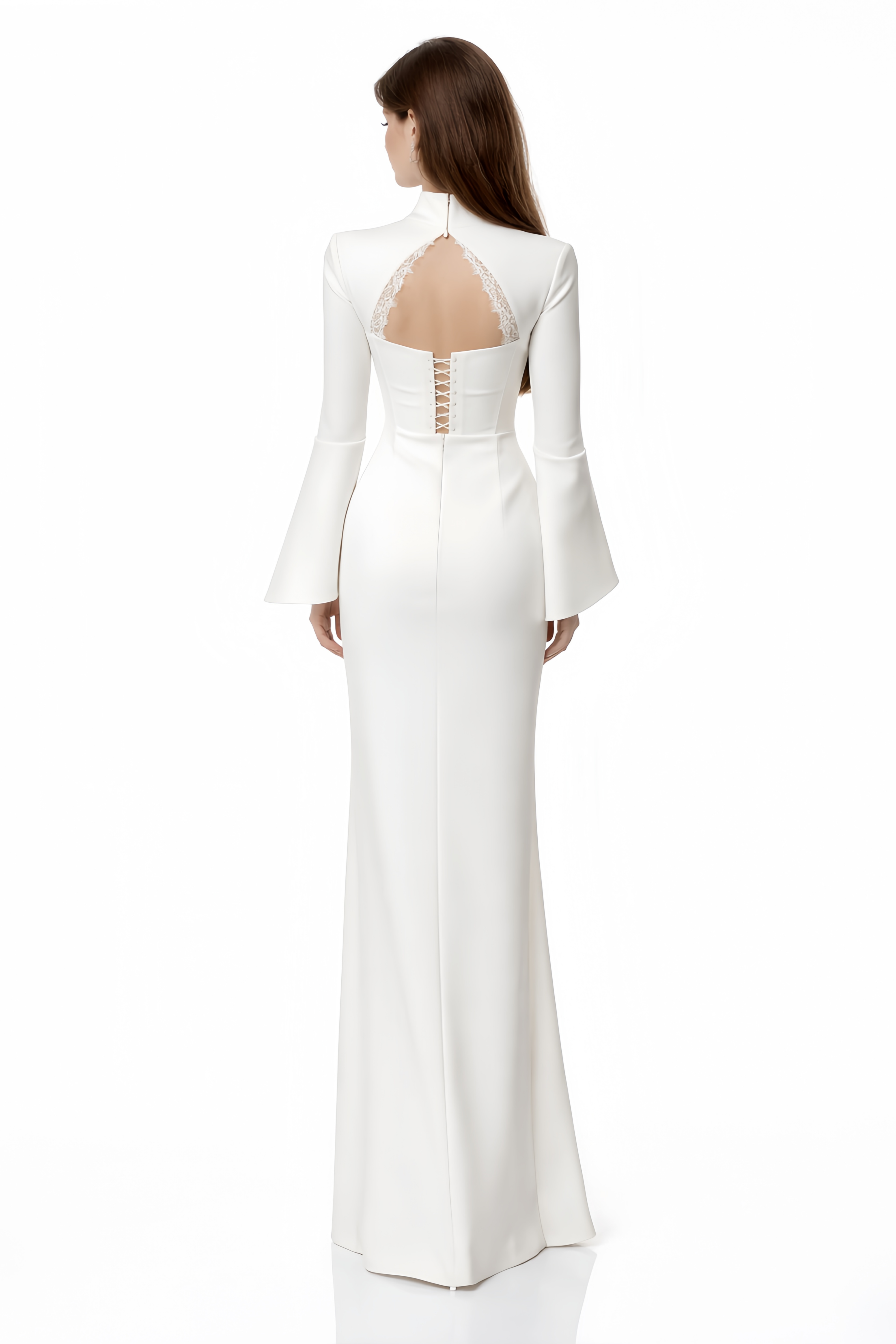 Ingvild White High Neck Backless Maxi Dress