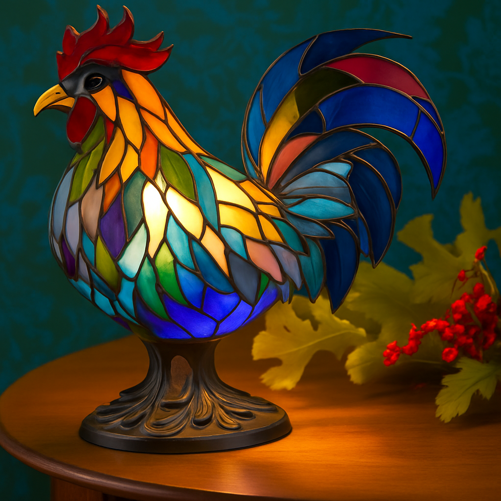 Colorful Magic Glass Rooster Lamp