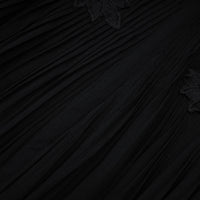 Chiara Black Lace Panel Pleated Midi Dress