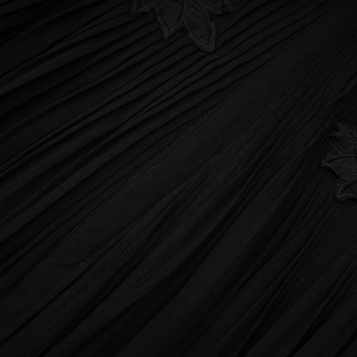 Chiara Black Lace Panel Pleated Midi Dress