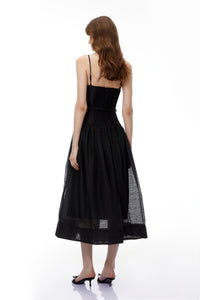 Circe Black Sweetheart Neckline Flared Midi Dress