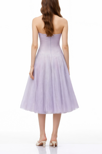 Clémence Purple Sequin Lace Tulle Midi Dress