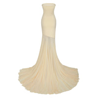Josiane yellow off-shoulder sheer tulle maxi dress