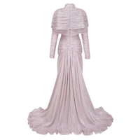 Nerida Silver Turtleneck Ruched Maxi Dress