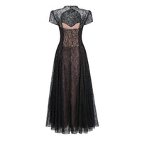 Velia Black Lace Glitter Tulle Maxi Gown
