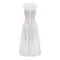 Hélène white pointelle puff midi dress