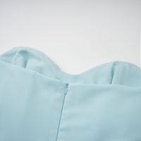 Carlotta blue pleated corset maxi dress