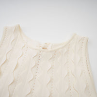 Axelle white wavy-detail sleeveless mini dress