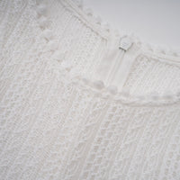 Hélène white pointelle puff midi dress
