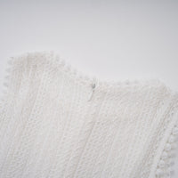 Hélène white pointelle puff midi dress