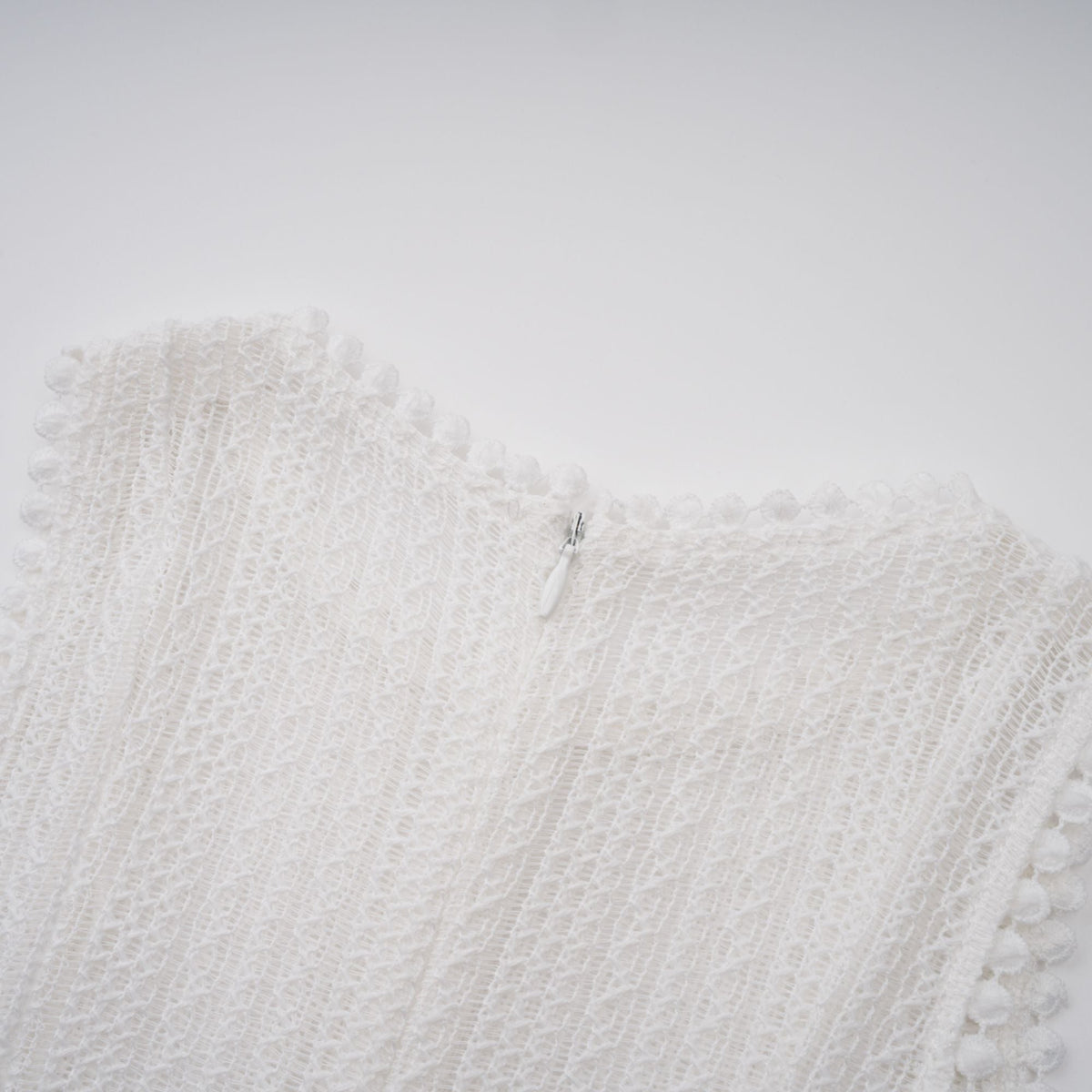 Hélène white pointelle puff midi dress