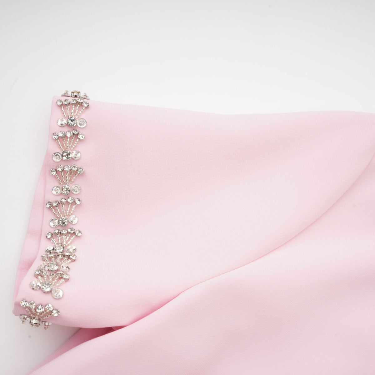 Cassi crystal-accented pink bow midi dress