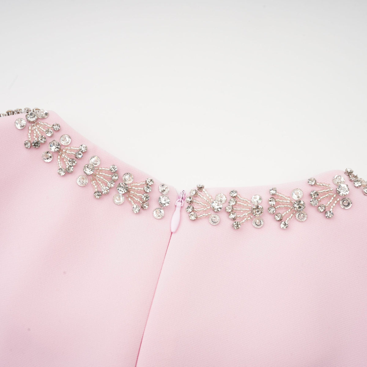 Cassiopeia crystal-accented pink bow midi dress