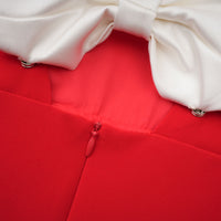 Anna red petal-sleeve cut-out bow mini dress