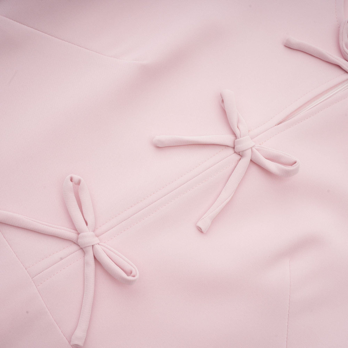 Elise pink bow-detail split-neck midi dress
