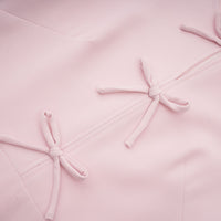 Elise pink bow-detail split-neck midi dress