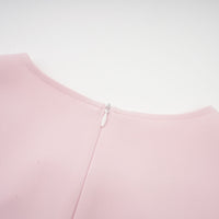Elise pink bow-detail split-neck midi dress