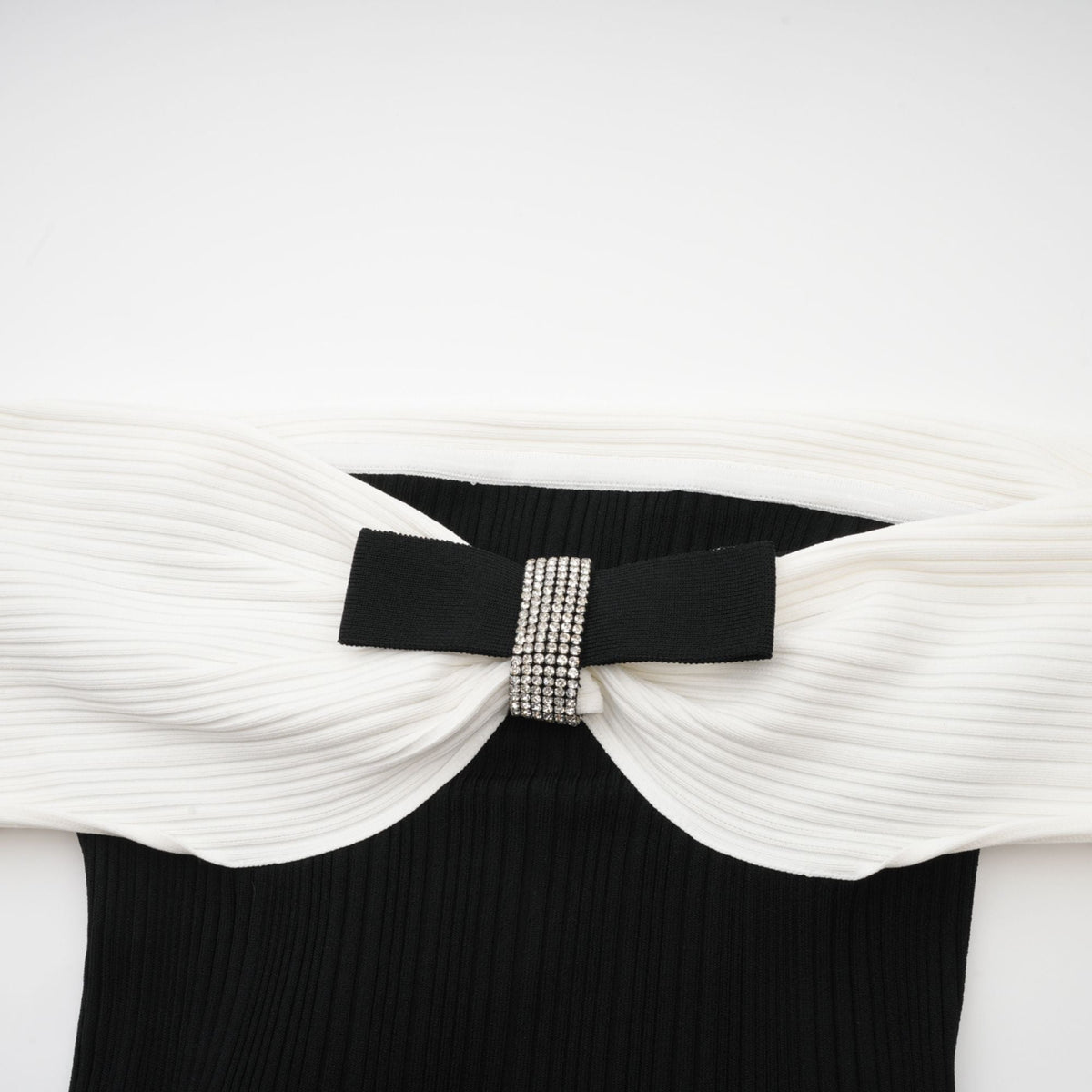 Angèle black off-shoulder knitted mini dress
