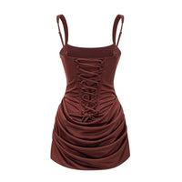 Paulette Brown Ruched Bodycon Mini Dress