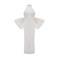 Capucine white oversize-bow bandage dress