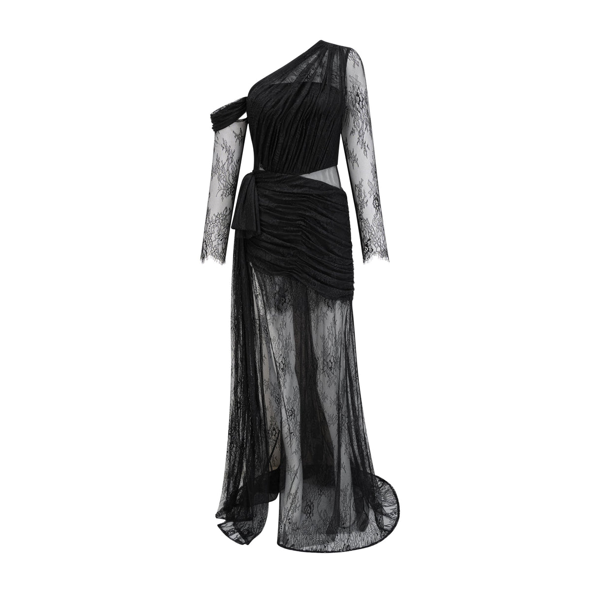 Jeanne black one-shoulder cut-out maxi dress