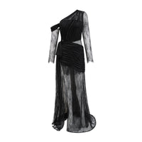 Jeanne black one-shoulder cut-out maxi dress