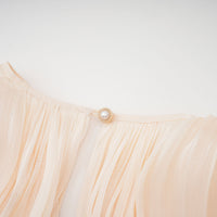 Eugénie Neutral Fully Pleated Ruffled Mini Dress