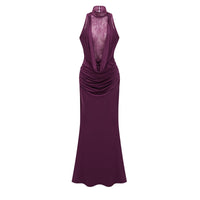 Borbála Magenta Lace Bodice Ruched Maxi Dress