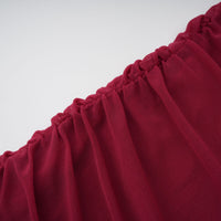 Sylphe Red Asymmetrical Ruched Mesh Maxi Dress