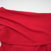 Valentine Red Pleated Maxi Dress with High Slit
