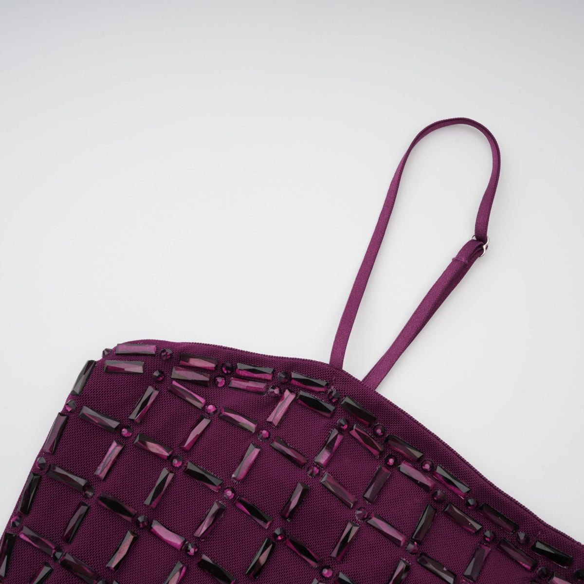 Térébenthine Purple Rhinestone Mesh Maxi Dress