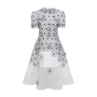 Yaelle White Floral Appliqué Tulle Midi Dress