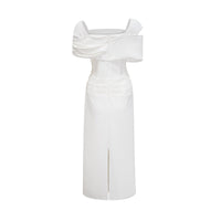 Solara White Draped Midi Dress