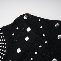 Chloé Black Long Sleeve Studded Crochet Knit Midi dress