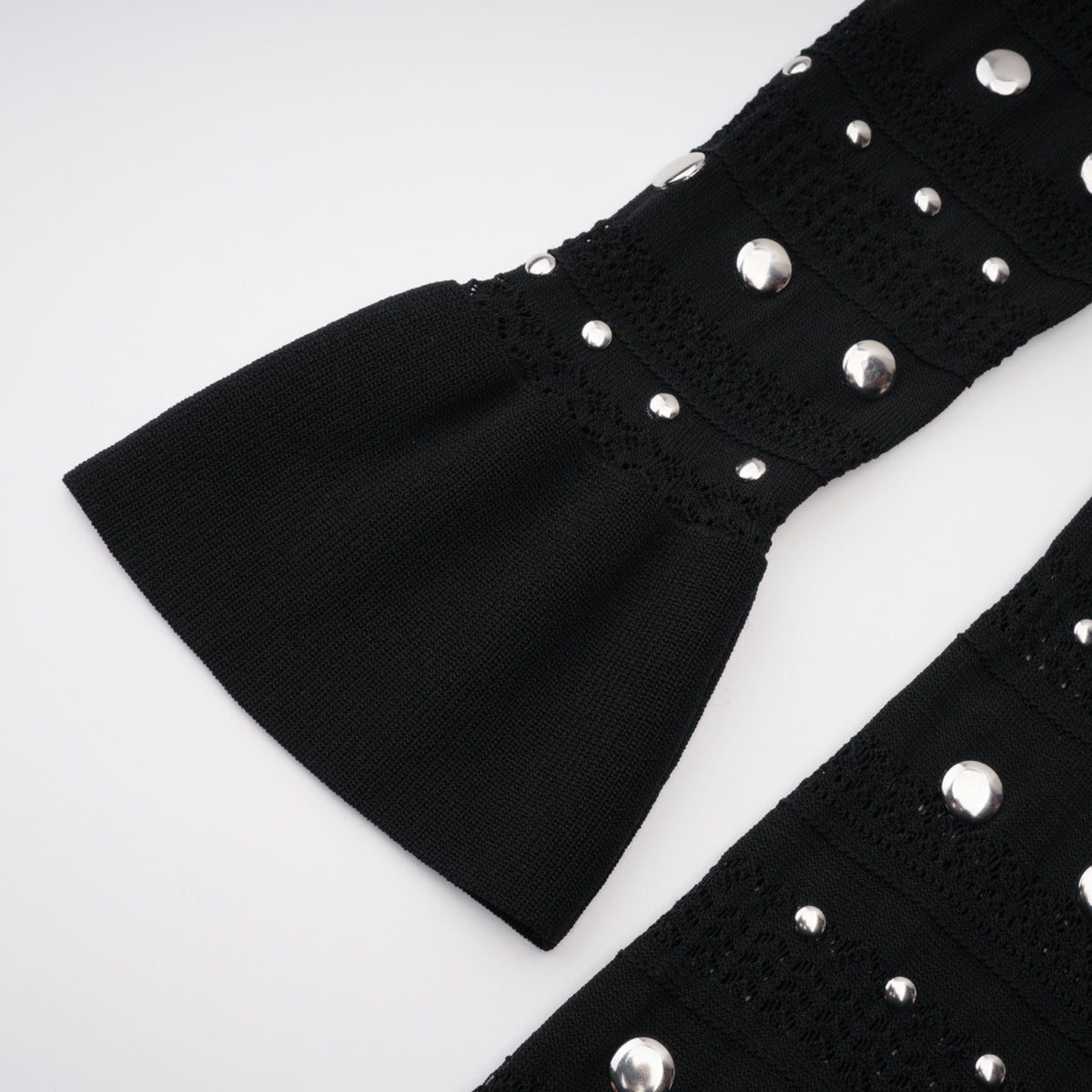 Chloé Black Long Sleeve Studded Crochet Knit Midi dress