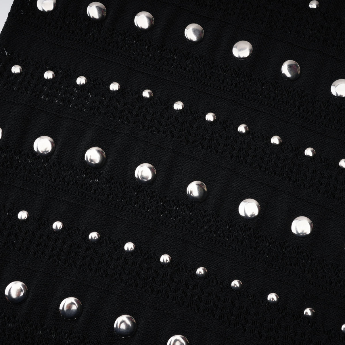 Chloé Black Long Sleeve Studded Crochet Knit Midi dress