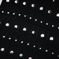 Chloé Black Long Sleeve Studded Crochet Knit Midi dress