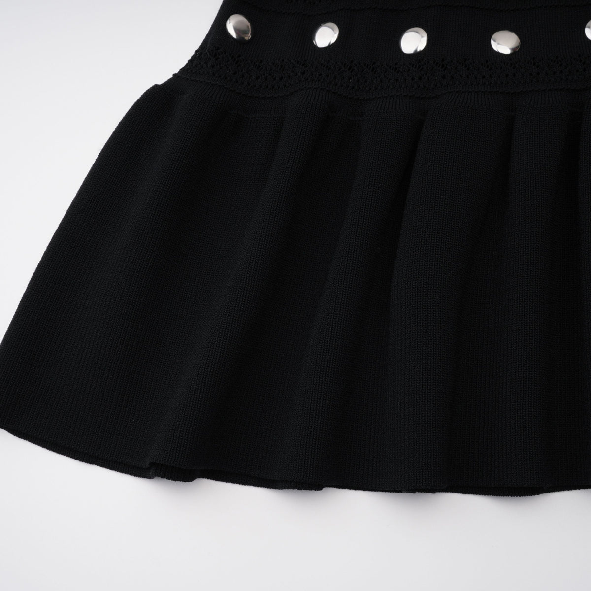 Chloé Black Long Sleeve Studded Crochet Knit Midi dress