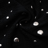 Chloé Black Long Sleeve Studded Crochet Knit Midi dress