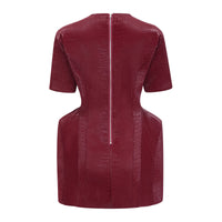 Frankie Red Leather Mini Dress with Decorative Buttons