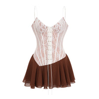 Jacinthe Brown Lace Up Bustier Mini Dress