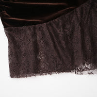 Alma Brown High Neck Asymmetrical Mini Dress