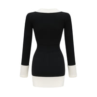 Charlotte wool color-blocked ribbed-knit mini dress