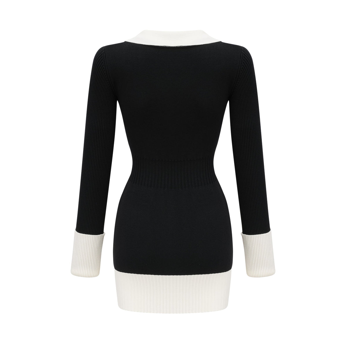 Charlotte wool color-blocked ribbed-knit mini dress