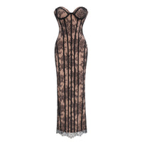 Urszula Black Floral Lace Corset Maxi Dress