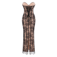 Urszula Black Floral Lace Corset Maxi Dress