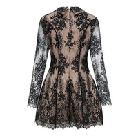 Aleksandra Black Floral Lace Mini Dress