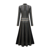 Maëlys black vertical-stripe netted maxi dress