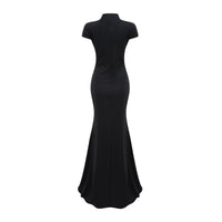 Andrea Black Keyhole Maxi Dress with High Thigh Slit